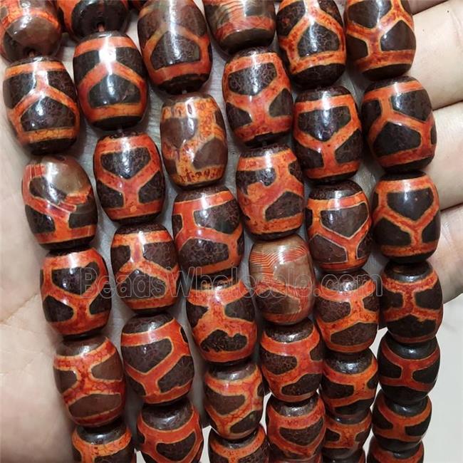 Tibetan Agate Barrel Beads Red Tortoise