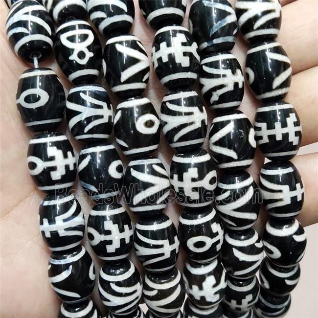 Tibetan Agate Barrel Beads Black