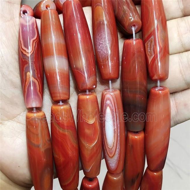 Natural Agate Rice Beads Red Dye