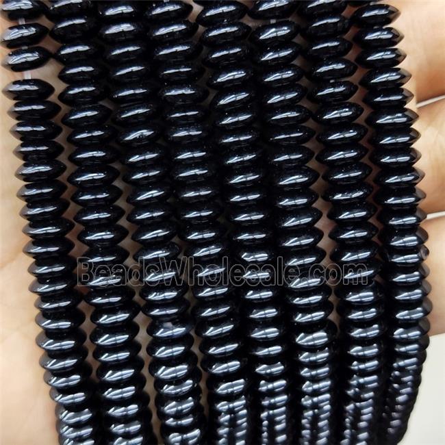 Natural Black Onyx Agate Beads Rondelle