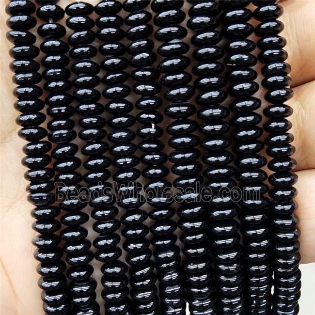 Natural Black Onyx Agate Beads Rondelle