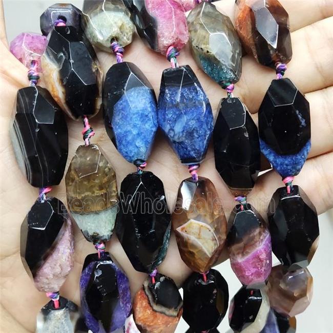 Druzy Agate Beads Faceted Rice Dye Mix Color