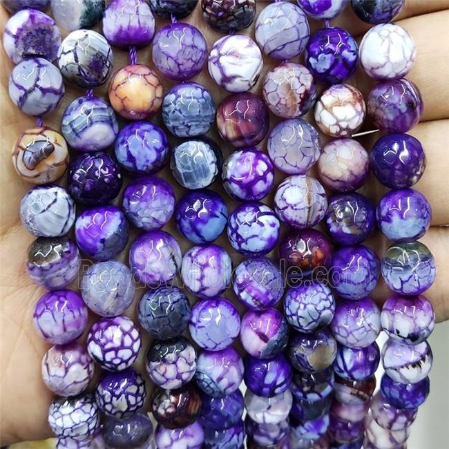 Purple Veins Agate Beads Faceted Round Dye