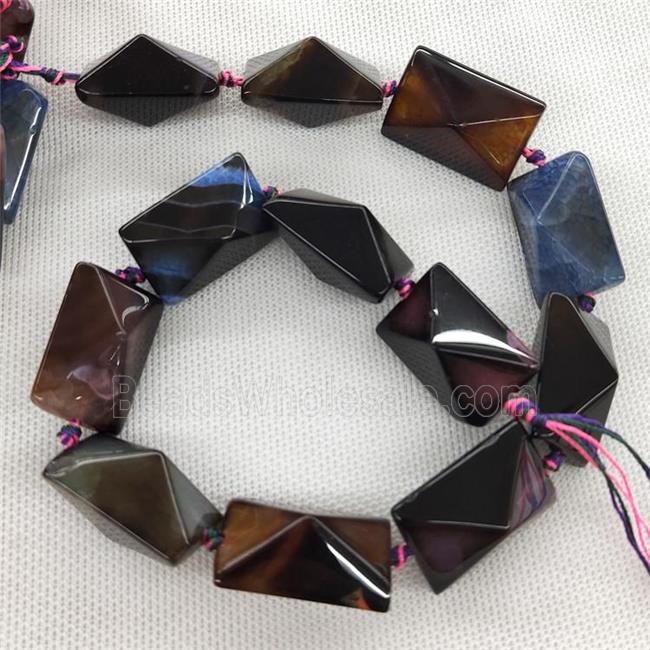 Natural Agate Rectangle Beads Dye Mixed Color Point