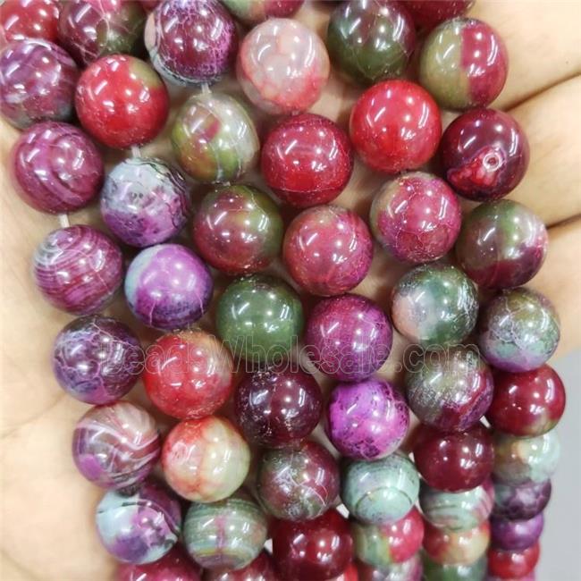 Natural Agate Beads Green Red Dye Smooth Round