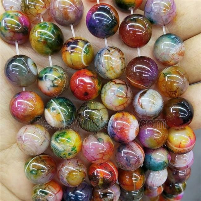 Natural Agate Beads Dye MultiColor Smooth Round