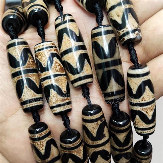 Tibetan Agate Rice Beads Black