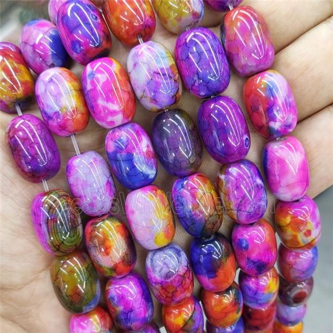 Natural Agate Beads Multicolor Dye Barrel