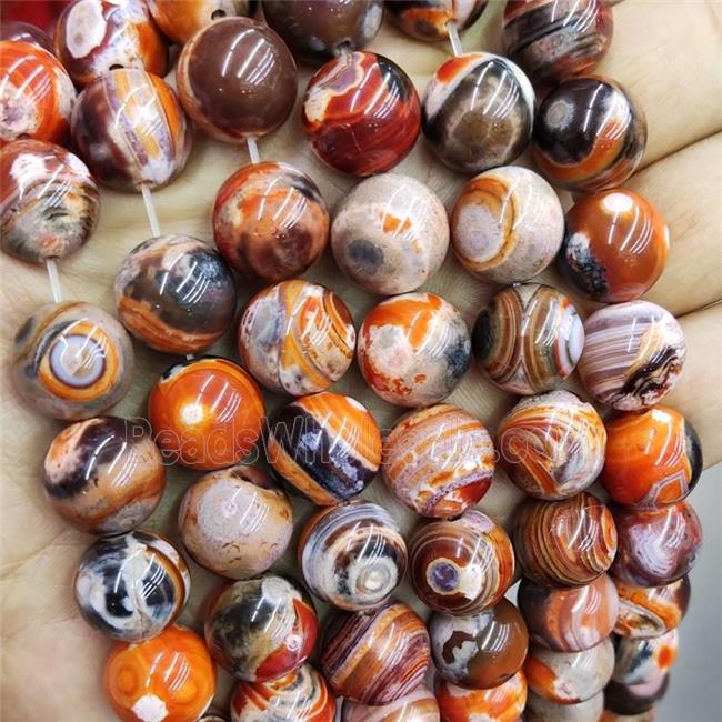Natural Fire Agate Beads Red Dye Smooth Round