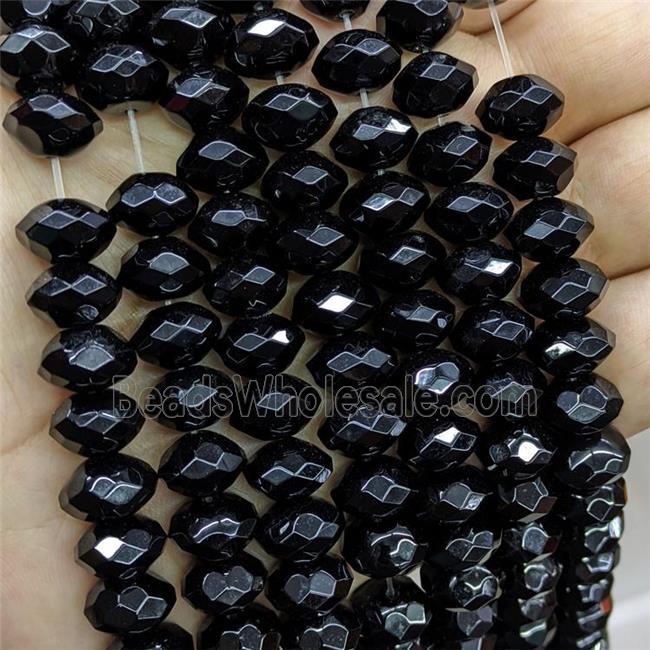 Black Onyx Agate Rondelle Beads Faceted