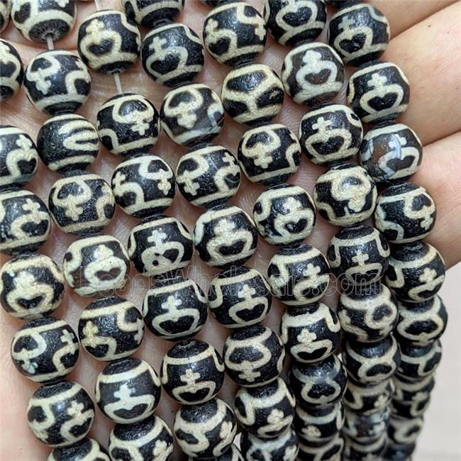 Tibetan Agate Beads Black Round