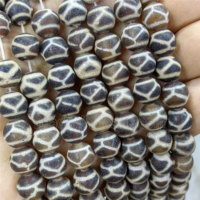 Tibetan Agate Round Beads Tortoise Coffee Matte