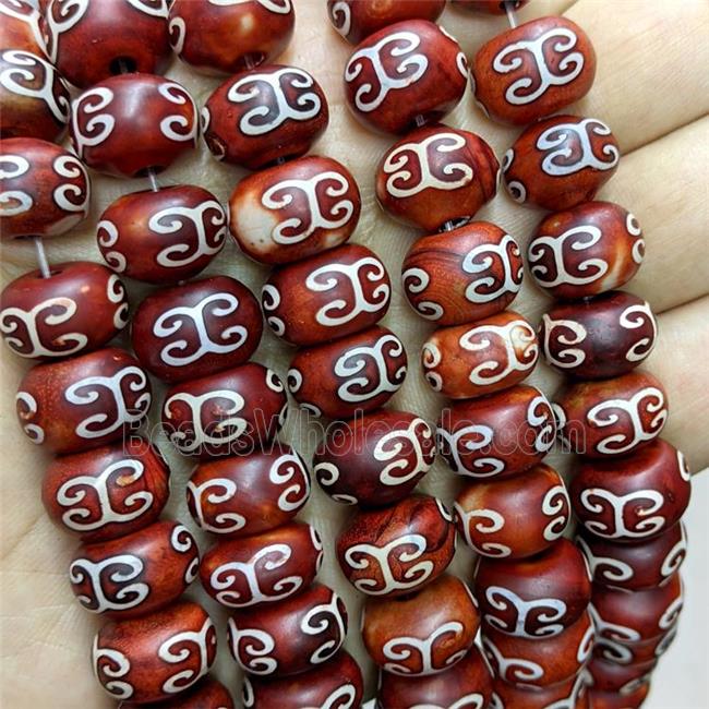 Tibetan Agate Rondelle Beads Red Smooth