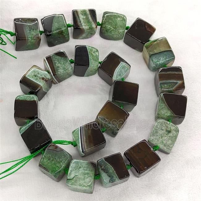 Druzy Agate Cube Beads Green Dye