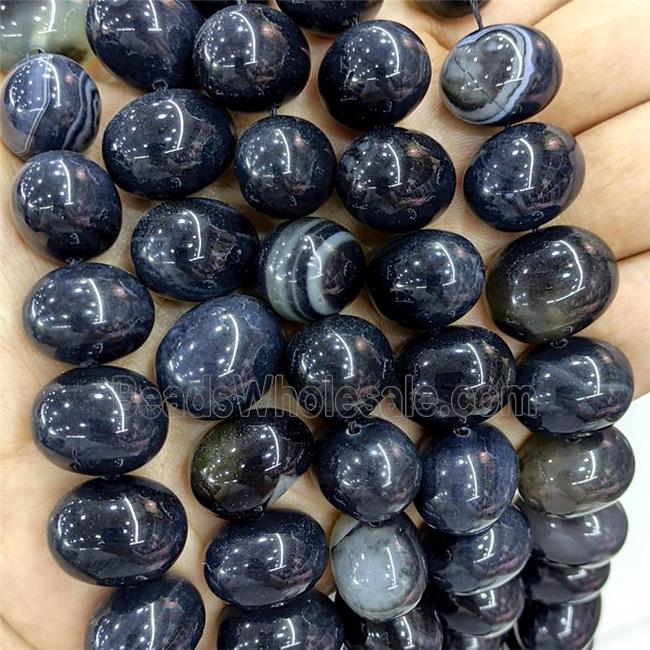 Natural Stripe Agate Egg Beads Inkblack Dye