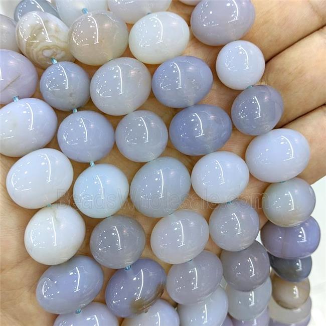Natural Stripe Agate Egg Beads Gray