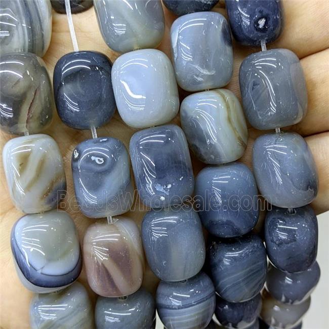 Natural Stripe Agate Tube Beads Gray Dye