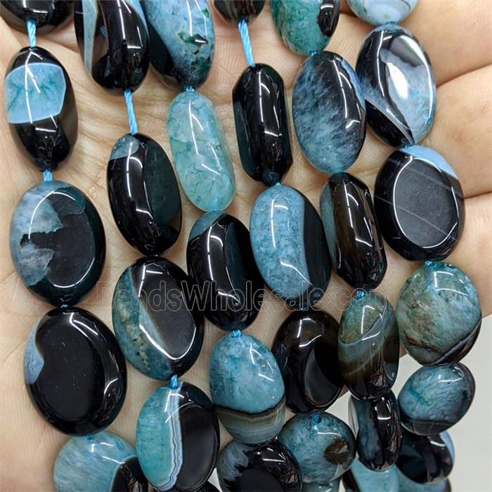 Blue Druzy Agate Oval Beads Dye