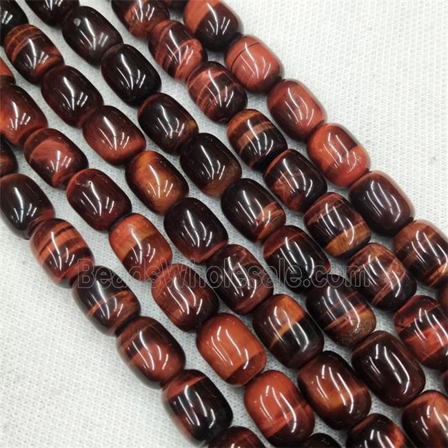 red Tiger eye beads, barrel, AB-grade