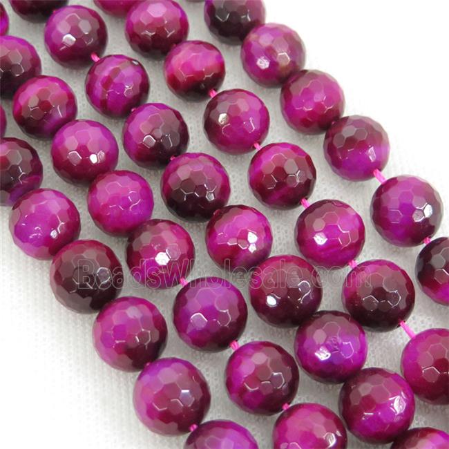 hotpink Tiger eye stone beads, faceted round