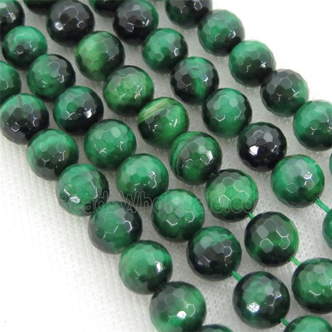 green Tiger eye stone beads, faceted round