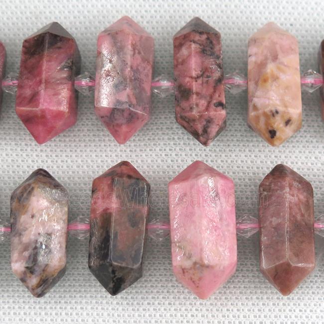 Rhodonite bullet beads