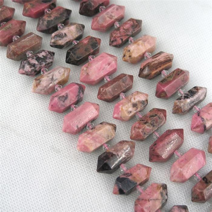 Rhodonite bullet beads