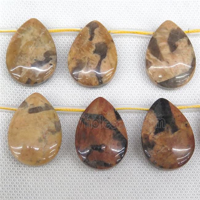 Australian Zebra Jasper teardrop beads, topdrilled
