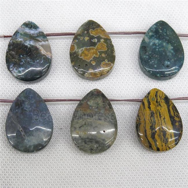 Ocean Agate teardrop beads, top-drilled
