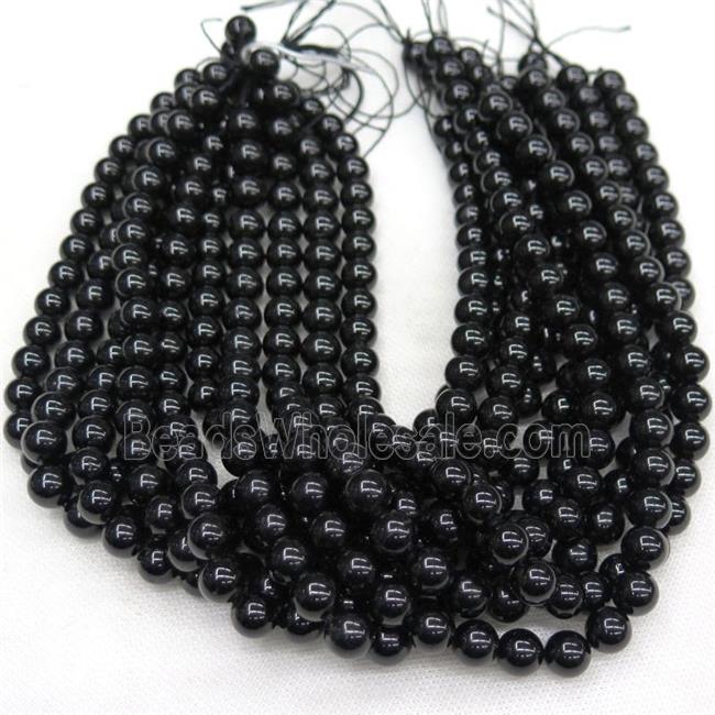 Black Tourmaline Beads, round