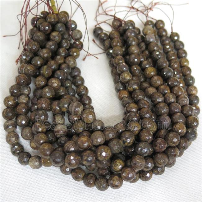 Bronzite Beads, faceted round