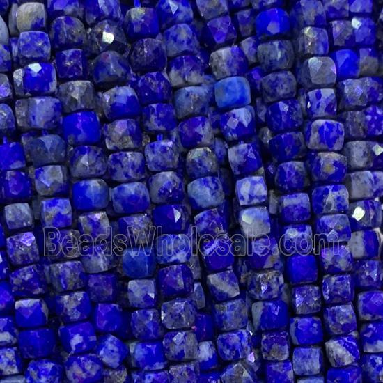 blue Lapis Lazuli Beads, faceted cube