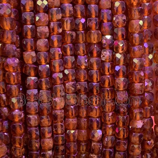 red Carnelian Agate beads, faceted cube