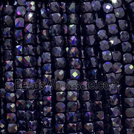 black Spinel Beads, faceted cube