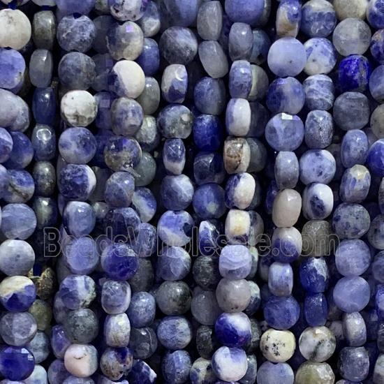 blue Sodalite Beads, faceted circle