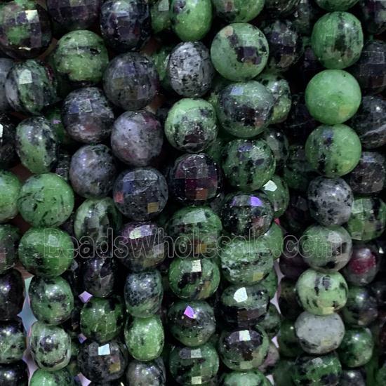 Ruby Zoisite Beads, faceted circle, green