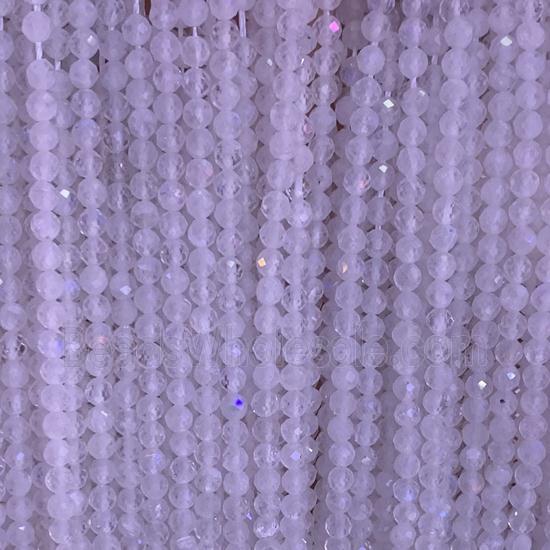 white MoonStone Beads, faceted round