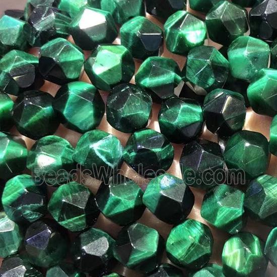 green Tiger eye stone beads, star-cutting