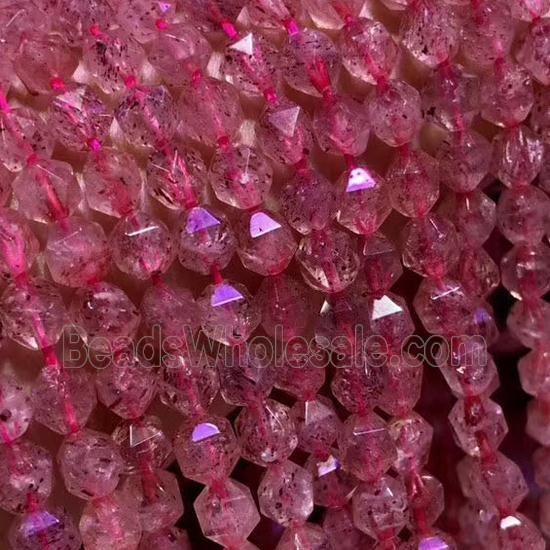 Strawberry Quartz Beads, star-cutting