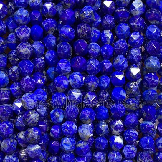 blue Lapis Lazuli Beads, star-cutting