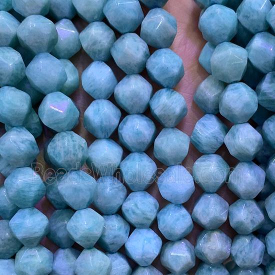 green Amazonite Beads, star-cutting