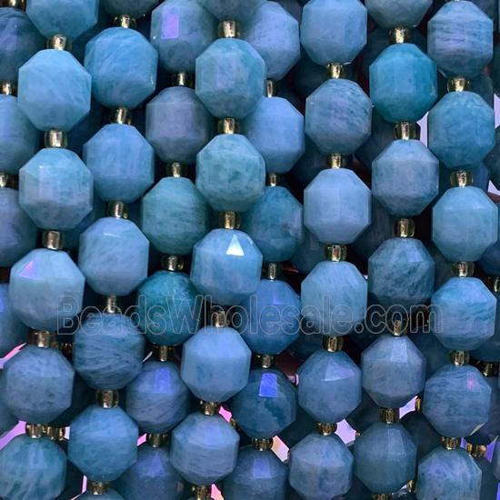 green Amazonite bullet beads, faceted