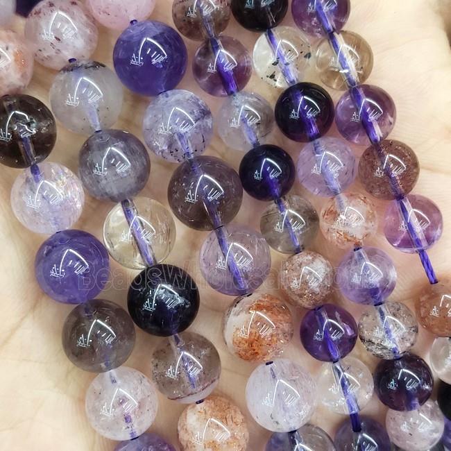 Round Super7 Crystal Quartz Beads Smooth Purple