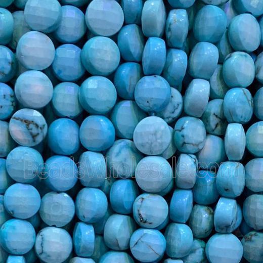 blue Hubei Turquoise Beads, faceted circle