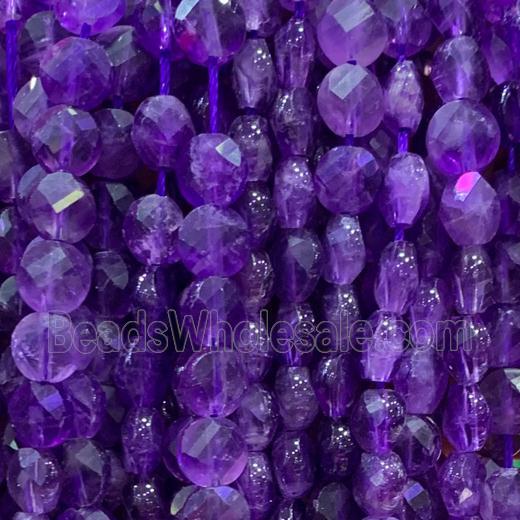 purple Amethyst Beads, A-grade, faceted circle