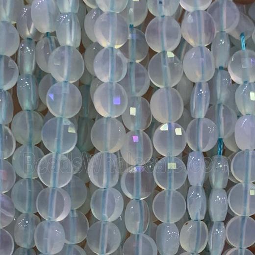 green Opal Beads, faceted coin