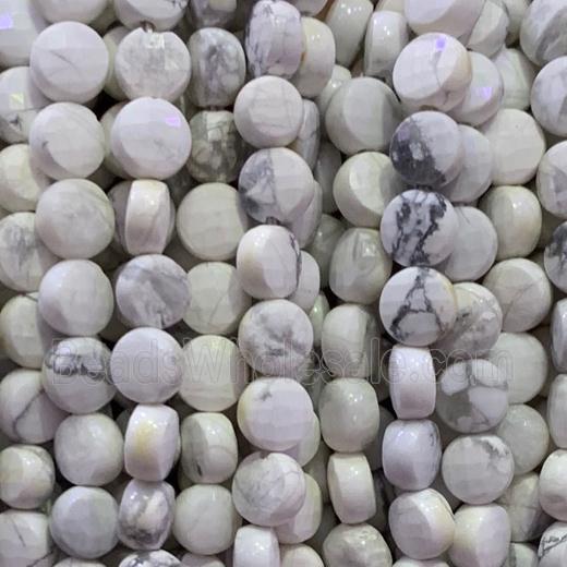 white Howlite Turquoise Beads, faceted circle