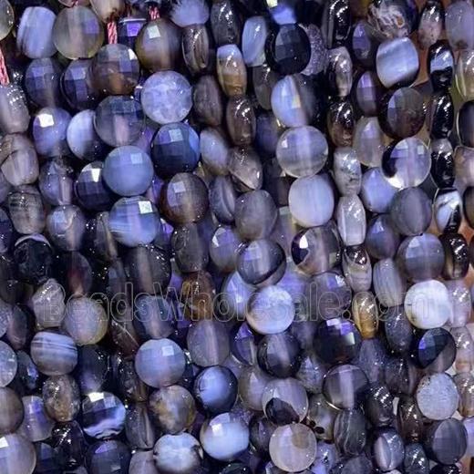 natural Agate Beads, faceted circle