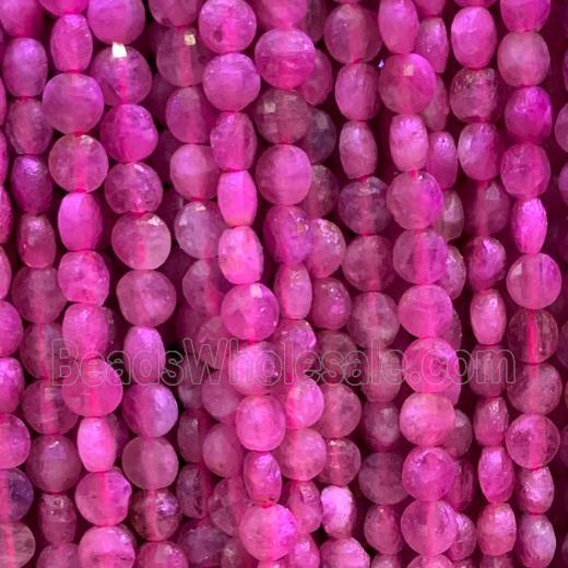pink Tourmaline Beads, faceted circle