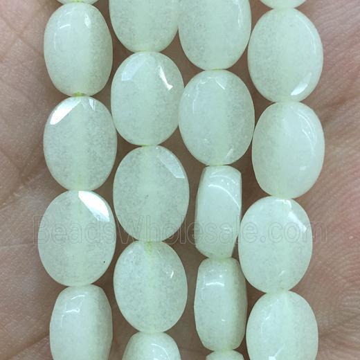 green Glowstone beads, faceted oval